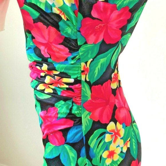 Tropical Floral Swimsuit Sirena Concepts Size 14 Bodysuit Hawaii Beach Vtg Y2K - Picture 2 of 12